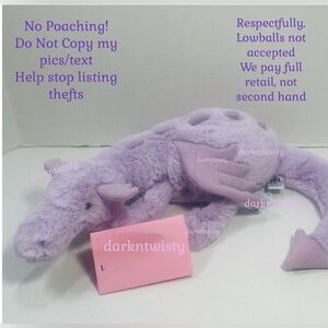 BNWT JellyCat Lavender Dragon Med 27” with tail unfurled